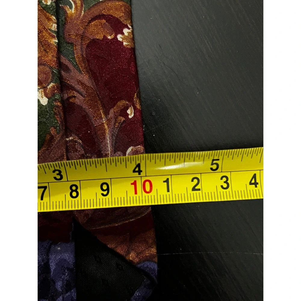 Bugatti‎ Mens Silk Tie Burgundy Green Baroque Floral Italian Jacquard Wide Blade